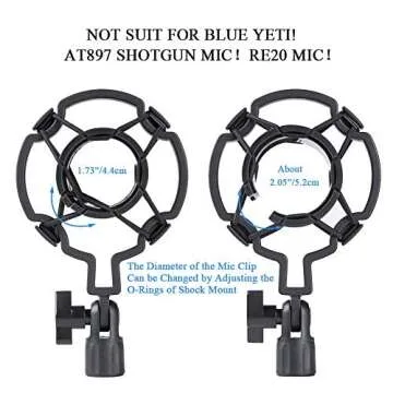 Eastshining Upgraded Adjustable Microphone Suspension Boom Scissor Arm Stand with Shock Mount Mic Clip Holder 3/8'' to 5/8'' Screw Adapter -for Blue Yeti, Snowball & Other Microphones