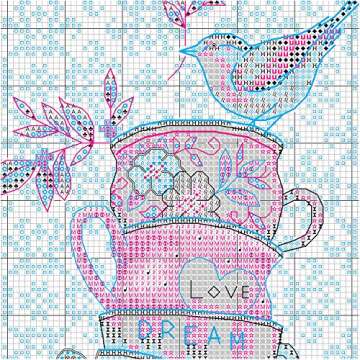 Dimensions Stacked Tea Cups Cross Stitch Kit for Advanced Crafters