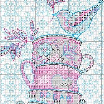 Dimensions Stacked Tea Cups Cross Stitch Kit for Advanced Crafters