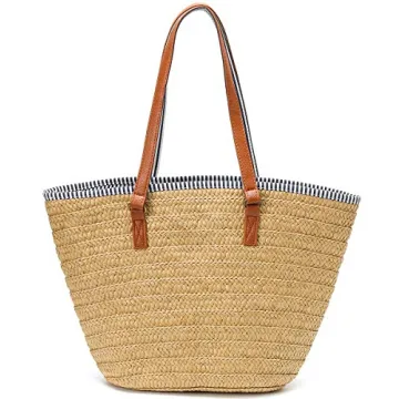 Stylish Straw Beach Bag with Cute Tassels for Summer