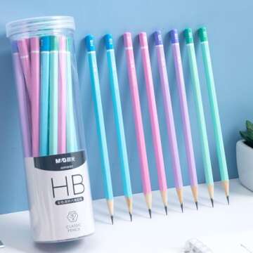 M&G 30 Pcs Hexagon Colored Pencils for Kids, Multicolor HB Unsharpened Pencils Graphite Wood Pencils...