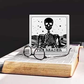 Book Lover Desk Decor Wooden Box Sign, The Reader, Book Worm Nerd Decor for Home Bedroom Office Bookish Book Reader Librarian Decoration Book Lover Gifts for Women Men Teen Girls