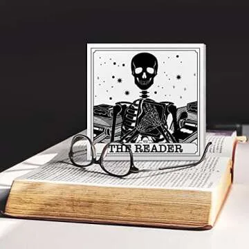 Book Lover Desk Decor Wooden Box Sign, The Reader, Book Worm Nerd Decor for Home Bedroom Office Bookish Book Reader Librarian Decoration Book Lover Gifts for Women Men Teen Girls