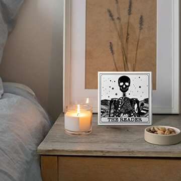 Book Lover Desk Decor Wooden Box Sign, The Reader, Book Worm Nerd Decor for Home Bedroom Office Bookish Book Reader Librarian Decoration Book Lover Gifts for Women Men Teen Girls