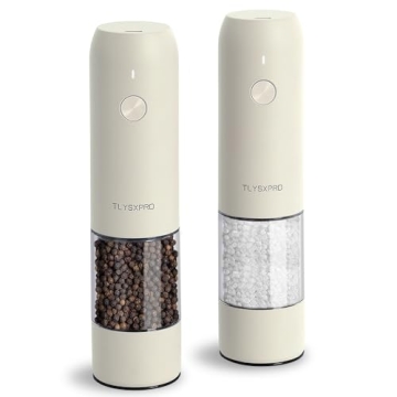 Elegant Rechargeable Salt and Pepper Grinder Set - USB Automatic Salt and Pepper Mills with Adjustab...
