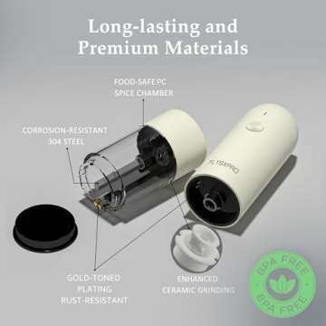 Stylish Electric Salt and Pepper Grinder Set Rechargeable