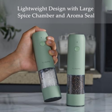 Stylish Electric Salt and Pepper Grinder Set Rechargeable