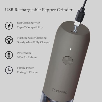 Stylish Electric Salt and Pepper Grinder Set Rechargeable