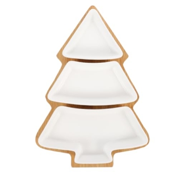 Angoily Christmas Tree Shaped Platter Ceramic Christmas Serving Tray Dishes for Entertaining, Food S...