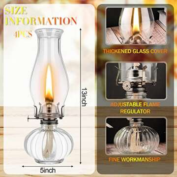 4 Pcs Chamber Oil Lamp Classic Kerosene Lamp Lantern Vintage Oil Lantern Decorative Antique Clear Hu...