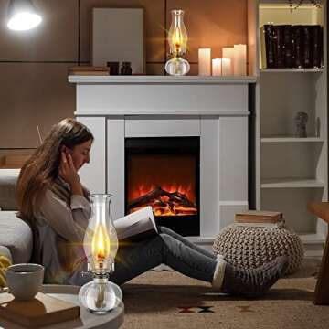 4 Pcs Chamber Oil Lamp Classic Kerosene Lamp Lantern Vintage Oil Lantern Decorative Antique Clear Hurricane Lamp with Adjustable Fire Wick for Home Indoor Use, 13 Inches Height, Clear