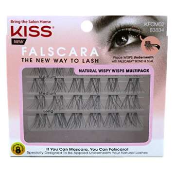 Kiss Falscara Natural Wispy Wisps Multi-Pack - 6 Pieces for Effortless Beauty