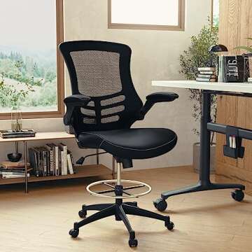 Flash Furniture Kelista Mid-Back Swivel Office Chair with Adjustable LeatherSoft Seat Height, Ergono...