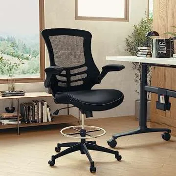 Flash Furniture Kelista Mid-Back Swivel Office Chair with Adjustable LeatherSoft Seat Height, Ergono...