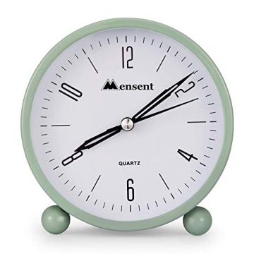 Mensent 4 Inch Silent Analog Alarm Clock with Night Light