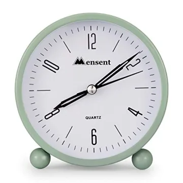 Mensent 4 Inch Silent Analog Alarm Clock with Night Light