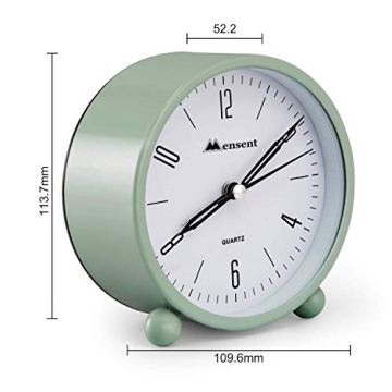 Mensent 4 Inch Silent Analog Alarm Clock with Night Light