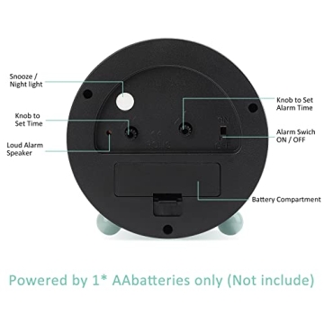 Mensent 4 Inch Silent Analog Alarm Clock with Night Light