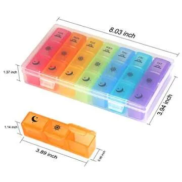 Weekly Pill Organizer with Large Compartments for Convenient Medication Reminders