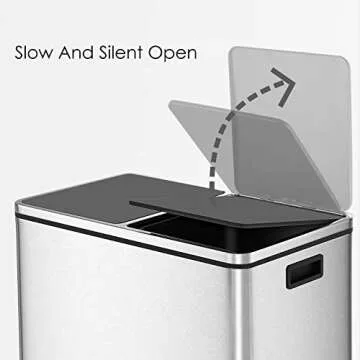 HEMBOR Dual Trash Can, 16 Gallon (2X30L) Step Rubbish Bin, Stainless Steel Double Compartment Classified Recycle Garbage Pedal Dustbin, Suit for Bathroom Kitchen Office Home, Indoor and Outdoor