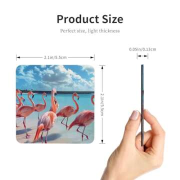 Flock of Red Flamingos On The Beach Round Soft Magnetic Fridge Magnets, Designed with Unique Patterns and Perfect Materials