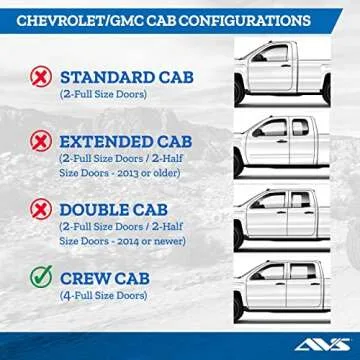Auto Ventshade [AVS] in-Channel Rain Guards for 2014-2018 Silverado & Sierra 1500 Crew, 2015-2019 Silverado & Sierra 2500HD-3500HD Crew, 4 pcs. | Window Vent Visors - Smoke | 194536