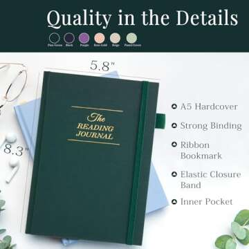 JUBTIC Reading Journal - Book Journal Reading Log for 75 Book Review and Track Your Reading Progress...