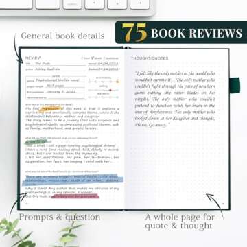 JUBTIC Reading Journal - Book Journal Reading Log for 75 Book Review and Track Your Reading Progress - Gift Book Accessories for Book Lovers and Voracious Readers - 75 Books，A5 Size (Pine Green)