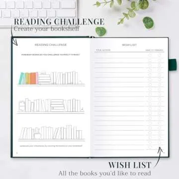 JUBTIC Reading Journal - Book Journal Reading Log for 75 Book Review and Track Your Reading Progress - Gift Book Accessories for Book Lovers and Voracious Readers - 75 Books，A5 Size (Pine Green)