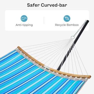 SUPERJARE Hammock with Stand, 2 Person Heavy Duty Hammock Frame, Detachable Pillow & Strong Curved-Bar & Portable Carrying Bag, Perfect for Outdoor & Indoor-Aqua Blue