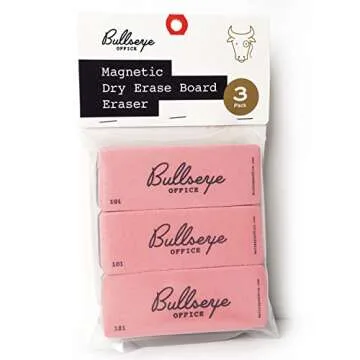 Set of 3 Retro Magnetic Dry Erase Erasers for Teachers