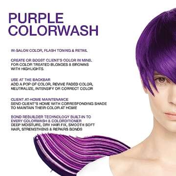 Celeb Luxury Viral Purple Colorwash, Color Depositing Shampoo with Bondfix Bond Rebuilder, Semi Permanent Hair Colour Glaze, Vegan Hair Dye, Maintains and Refreshes Bold Purple Color