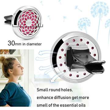 Car Diffuser Vent Clip - 2PCS 30mm Car Essential Oil Diffuser Vent Clips for Car Home Office Room wi...