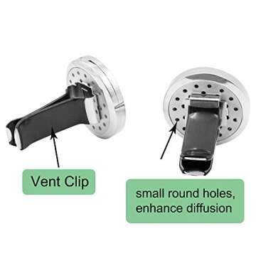 Car Diffuser Vent Clip - 2PCS 30mm Car Essential Oil Diffuser Vent Clips for Car Home Office Room with 12 Felt Pads Mother's Day, Birthday Gift for Women & Men Silver 1