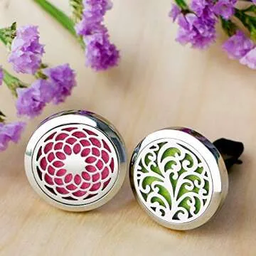 Car Diffuser Vent Clip - 2PCS 30mm Car Essential Oil Diffuser Vent Clips for Car Home Office Room with 12 Felt Pads Mother's Day, Birthday Gift for Women & Men Silver 1