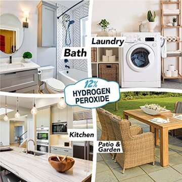 12% Hydrogen Peroxide Solution - 1 Gallon Ecofriendly Natural Cleaning Solution for Kitchen, Bath, L...