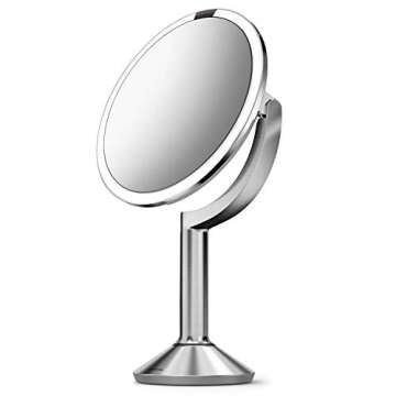 simplehuman ST3024 20cm Sensor Mirror Trio with Touch-Control Brightness, Light Up Makeup Magnifying...