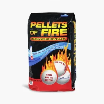 Snow Joe Pellets of Fire 99% Pure Calcium Chloride Pellets, Ice Melter for Driveways, Sidewalks, & Concrete, 50 Pounds