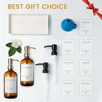 Glass Soap Dispenser Set for Kitchen Sink & Bathroom