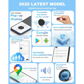 Air Tags for Android - 4 Pack with 2 Year Battery Life