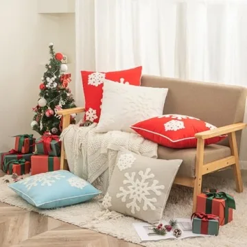 HUAGUOGUO 18 x 18 Christmas Snowflake Pillow Covers