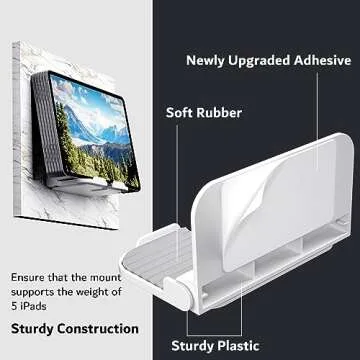 pzoz Wall Mount Cell Phone Holder for Outlet, Foldable Cellphone Stand for Mirror Bathroom Shelf Shower Bedroom Kitchen or Dorm Charging, Compatible with iPhone iPad or Tablet (White)