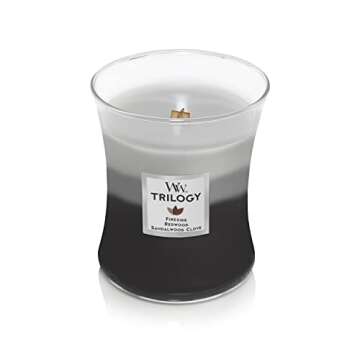 WoodWick Warm Woods Medium Hourglass Trilogy Candle, Crackles as it burns, Perfect for Gifting