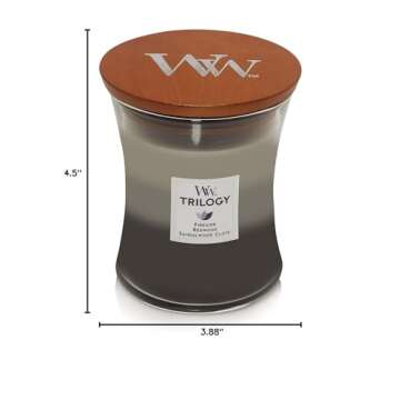 WoodWick Warm Woods Medium Hourglass Trilogy Candle, Crackles as it burns, Perfect for Gifting