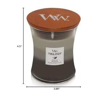 WoodWick Warm Woods Medium Hourglass Trilogy Candle, Crackles as it burns, Perfect for Gifting
