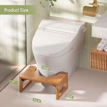 AmazerBath 7 Inches Bamboo Toilet Stool Squat for Adults, Collapsible Poop Stool for Bathroom, Potty...