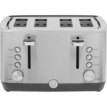 GE 4-Slice Stainless Steel Toaster - Extra Wide Slots & 7 Shade Settings