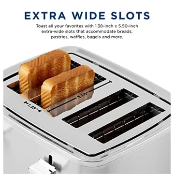 GE Stainless Steel 4-Slice Toaster with Wide Slots & 7 Shades