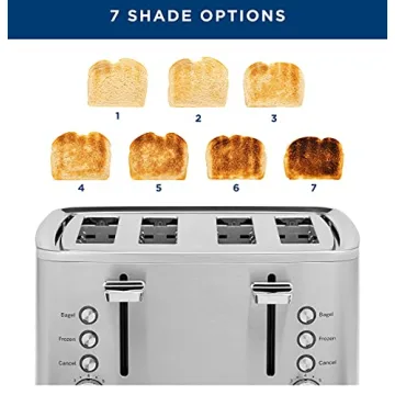 GE Stainless Steel 4-Slice Toaster with Wide Slots & 7 Shades