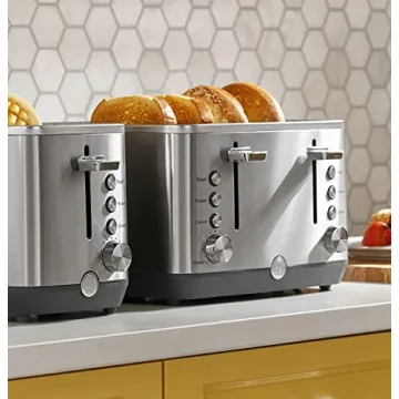 GE Stainless Steel 4-Slice Toaster with Wide Slots & 7 Shades